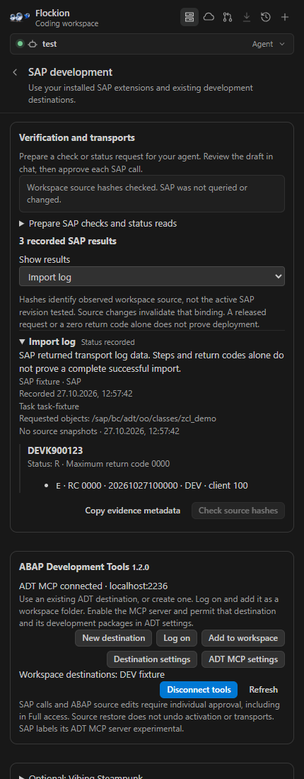 SAP verification and transport evidence with fixture records